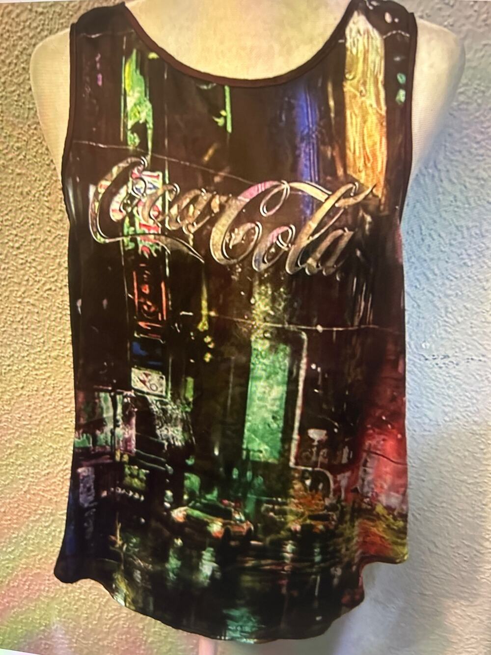 Coke Jeans Cityscape Cut Out Tank Top Black/Purple M Coca Cola ATL Collectible